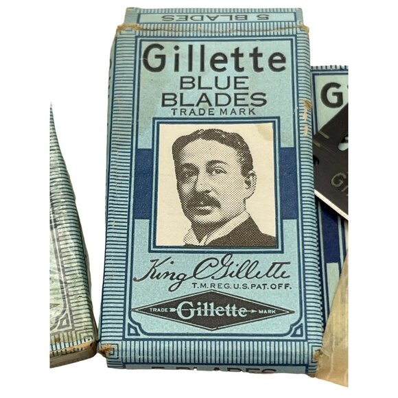 VINTAGE KING GILLETTE BLUE BLADE 8 Individual Blades USA 1 Sealed- 1 Open Box - Picture 5 of 14